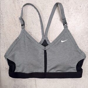 Nike Gray and Black Sports Bra with Adjustable Racerback